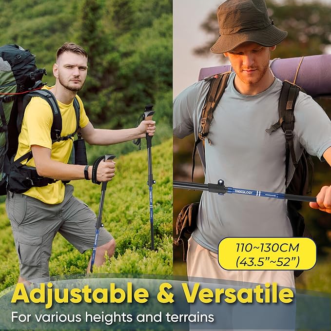 TREKOLOGY Hiking Poles with Real Cork Grips, Adjustable for Heights 5'2'' to 6'5'' – Lightweight Trekking Poles, Aircraft-Grade Aluminum, Compact Fold for Hiking & Backpacking (2pc Set) TREKZ Cork SE - Image 2