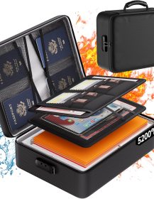DocSafe 5200°F Document Organizer with Lock,Upgraded Heat Insulated Fireproof&Waterproof Box 8 Layers File Organizer,Portable Home Travel Safe Storage for Important Documents, Files and More