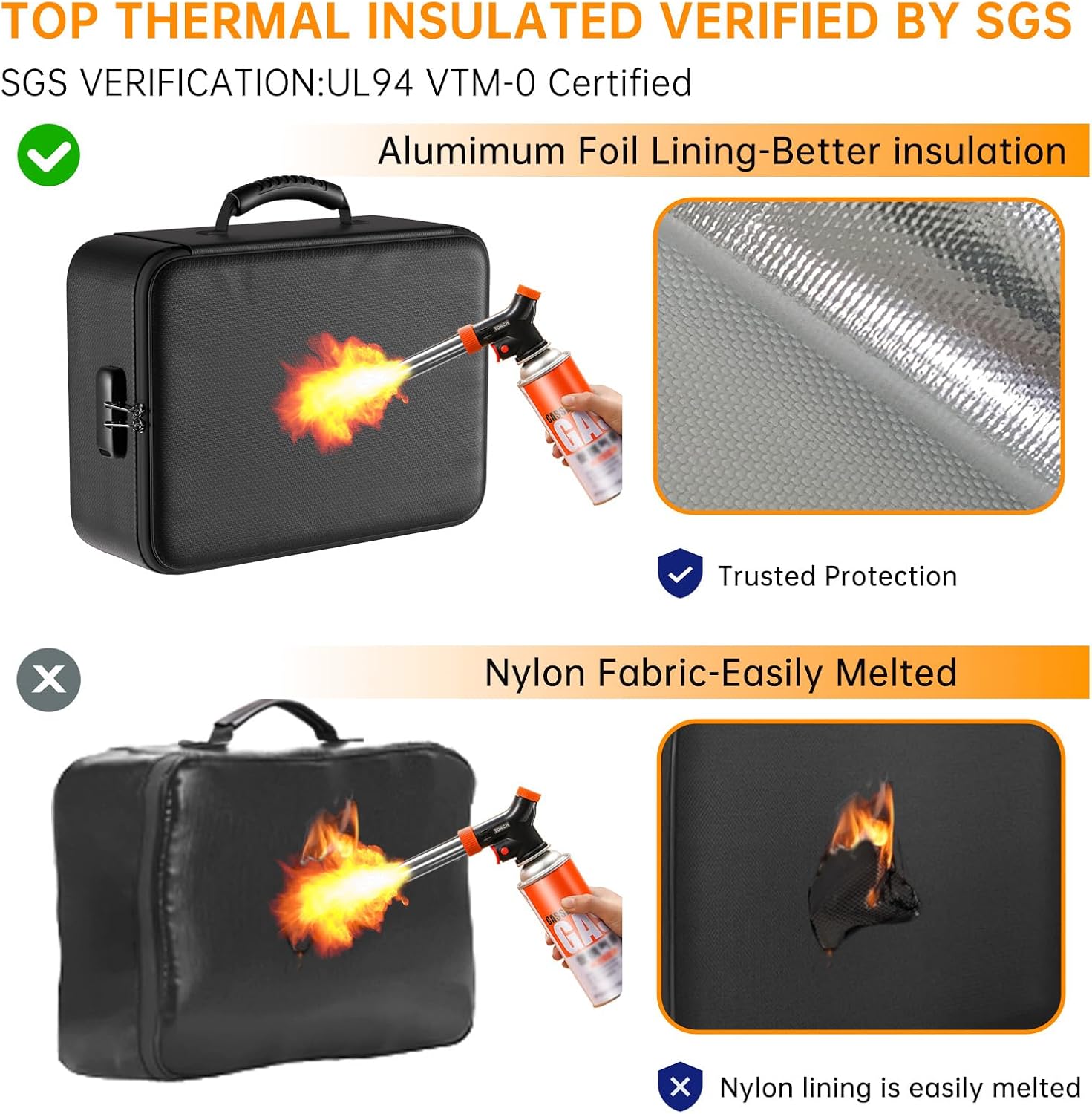 DocSafe 5200°F Document Organizer with Lock,Upgraded Heat Insulated Fireproof&Waterproof Box 8 Layers File Organizer,Portable Home Travel Safe Storage for Important Documents, Files and More - Image 4