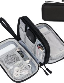 FYY Travel Cable Organizer Pouch Electronic Accessories Carry Case Portable Waterproof Double Layers All-in-One Storage Bag for Cord, Charger, Phone, Earphone Black
