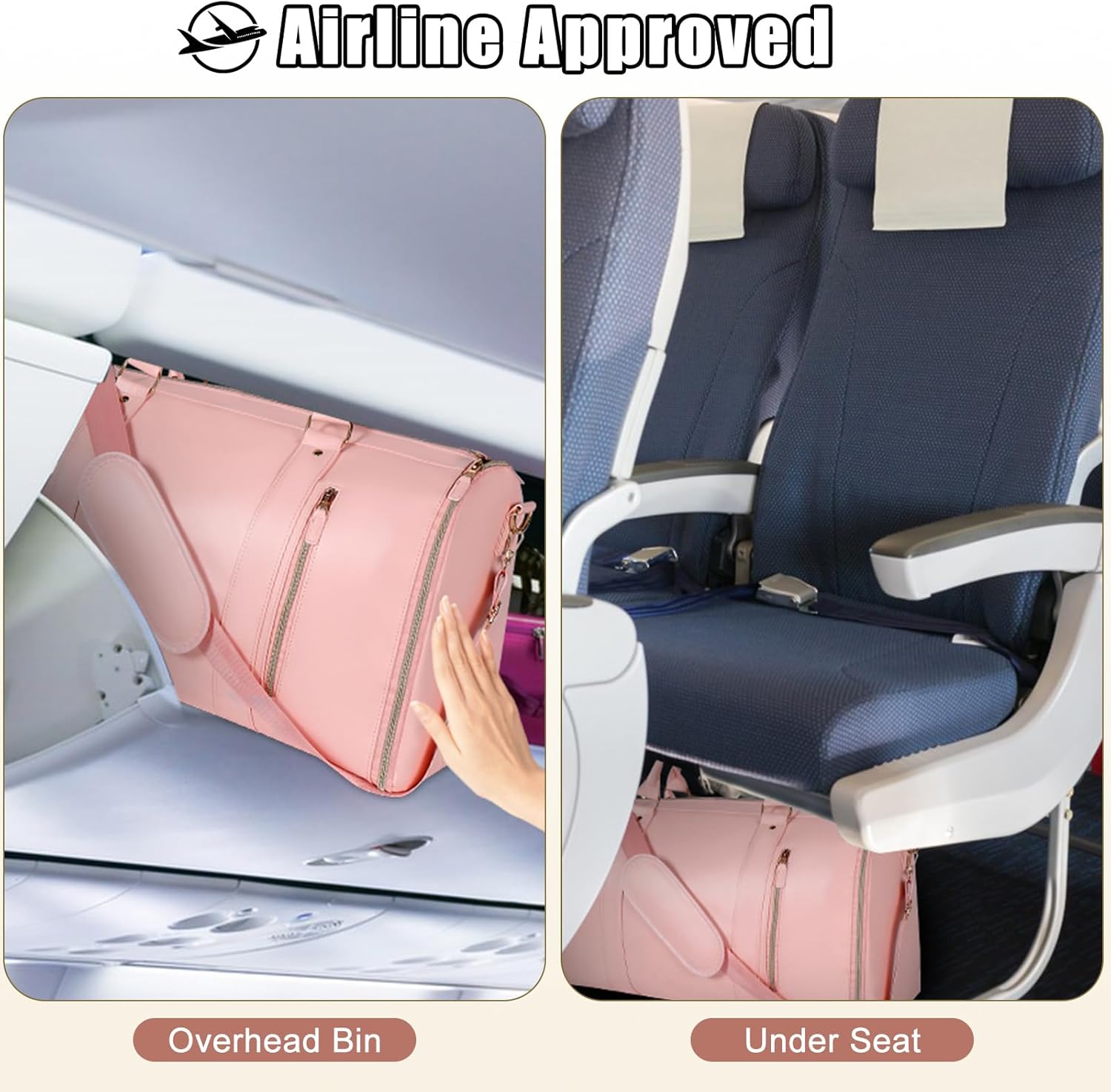 Geestock Garment Bags for Travel, PU Leather Carry On Garment Duffle Bag for Women with Shoe Pouch, 2 in 1 Convertible Suit Travel Bag (Pink) - Image 6