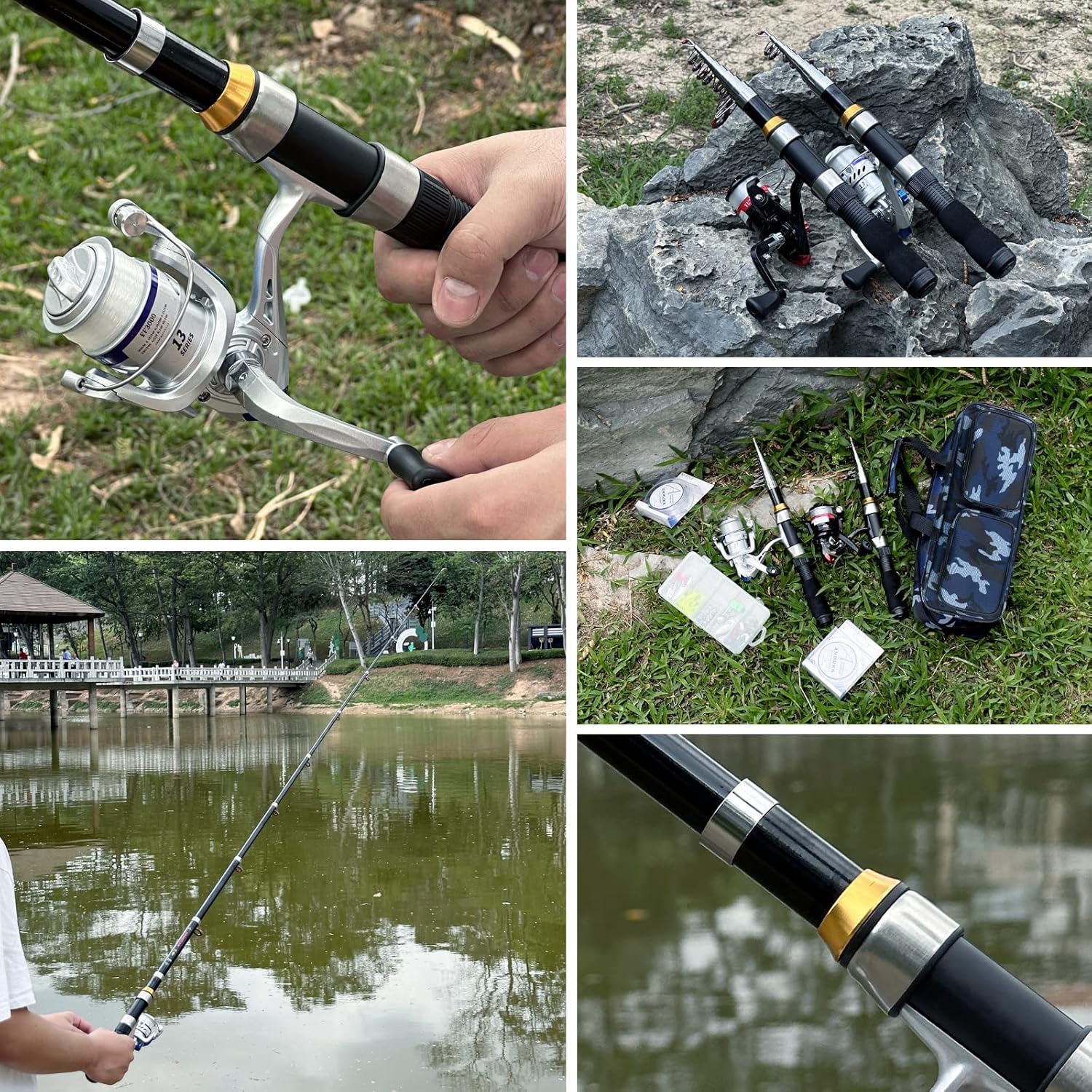 Telescopic Fishing Rod Reel Combo 2PCS 6.89FT Collapsible Fishing Pole Spinning Reel Lures Accessories with Fishing Bag Portable Fishing Rod Kit for Saltwater Freshwater Travel Fishermen Gift - Image 7